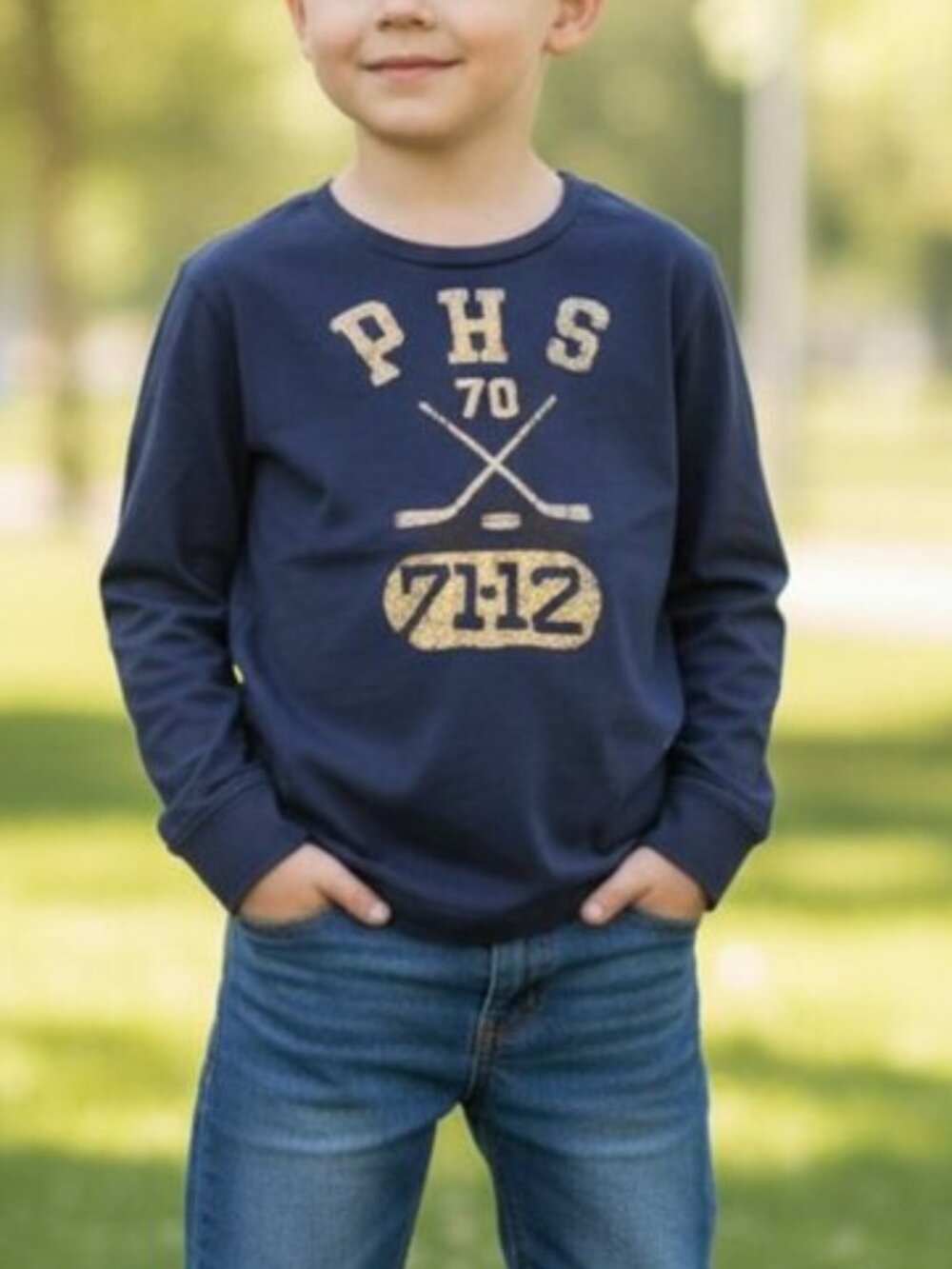 CREWCUTS HOCKEY Navy Long Sleeve Graphic Tee 4 5 4T 5T Boys Girls J.Crew